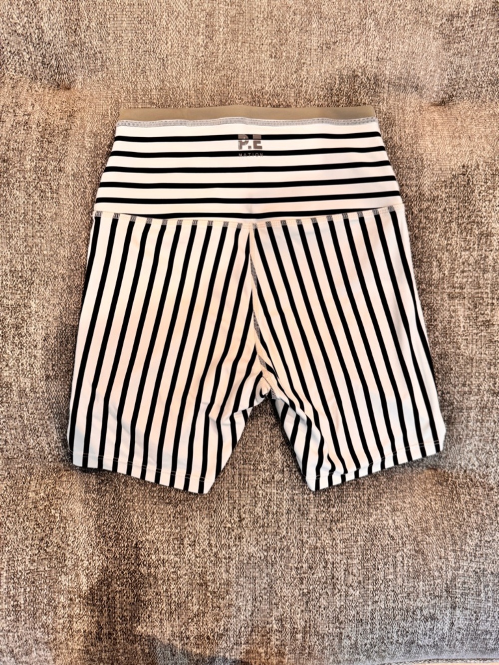 P.E Nation Black & White Vertical Stripe Bike Shorts small